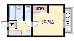 サンシティ小林B棟 1Kの間取図画像