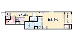 エル・フルーリェ1 1Kの間取図画像