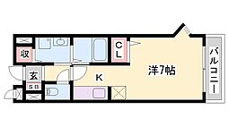タウニー北条2 1Kの間取図画像