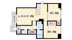 ソレイユ白浜北1 2LDKの間取図画像