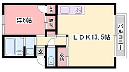 メゾン堀川B棟 1LDKの間取図画像
