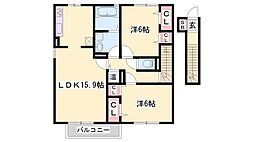 セジュールM青山西 2LDKの間取図画像