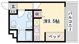 プライム英賀保 ワンルームの間取図画像