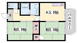 フレグランス白浜 2Kの間取図画像