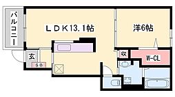 オイコスオニロ田井 1LDKの間取図画像