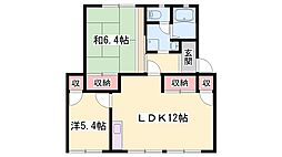 フレグランス粟津B 2LDKの間取図画像