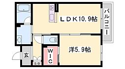 TheFujiiGardenC 1LDKの間取図画像