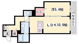 アルベージュ今宿 1LDKの間取図画像