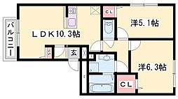 ルボマノアール 2LDKの間取図画像