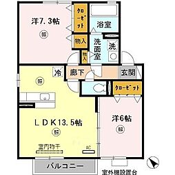 リバーハイム谷八木 2LDKの間取図画像