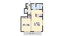 シャーメゾン高田井B 1LDKの間取図画像