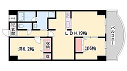 手柄アートスカイハイツ 2LDKの間取図画像