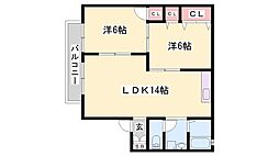 セジュール旭 2LDKの間取図画像