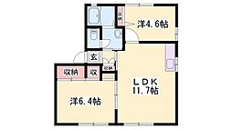 ジュネスのざとWEST 2LDKの間取図画像