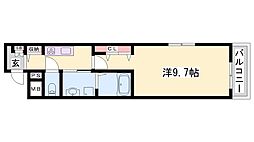 アリュール 1Kの間取図画像
