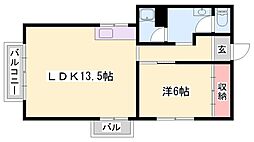 三景コーポ 1LDKの間取図画像