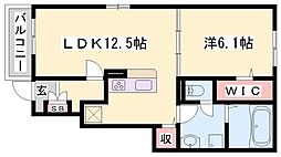 シャルマンヴィレッジB 1LDKの間取図画像
