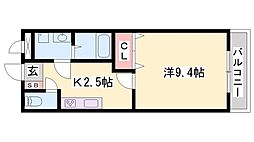 シャンティ 1Kの間取図画像