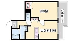 シティーガーデン広畑 1LDKの間取図画像