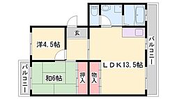 日成曽根コーポ2棟 2LDKの間取図画像
