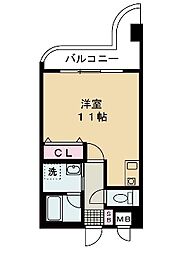 延末アートスカイハイツ ワンルームの間取図画像