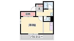 白鷺百番街メゾン白鷺 ワンルームの間取図画像