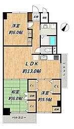 イトーピア長田マンション 3LDKの間取図画像