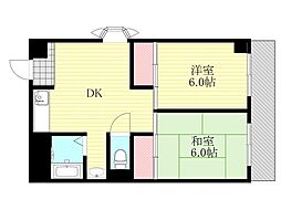 三番グリーンハイツ 2DKの間取図画像