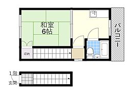 田中ハイツ 1Kの間取図画像