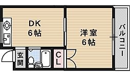 第2清和マンション 1DKの間取図画像