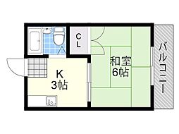 ハイツ森田 1Kの間取図画像
