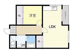 沢良宜東第二薩摩マンション 1LDKの間取図画像