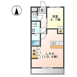 エトワール新在家 1LDKの間取図画像