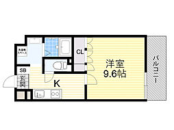 グリーンヒル3 1Kの間取図画像