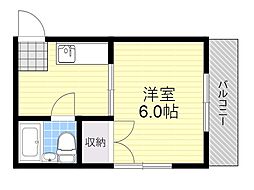 ヴィラ真砂 1Kの間取図画像