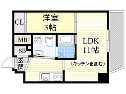 M:COURT関大前 1LDKの間取図画像