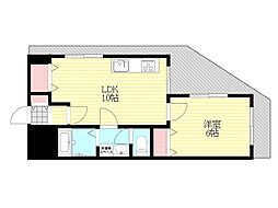 大建コーポ上新庄 1LDKの間取図画像