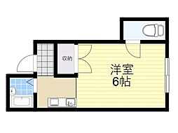 千里山西コーポ 1Kの間取図画像