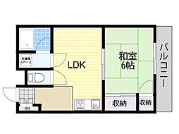 カーサ粉浜 1DKの間取図画像