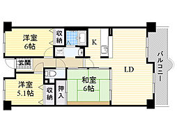 カルムフォーレ千里山 3LDKの間取図画像
