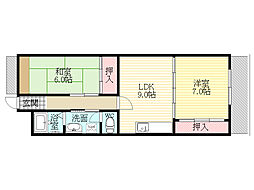 ハマハイツ 2LDKの間取図画像