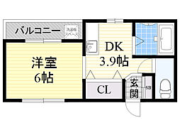 フレンズハイム 1DKの間取図画像