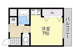 アンフィニィ・橋の内3 ワンルームの間取図画像
