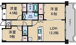 インペリアル上新庄 3LDKの間取図画像