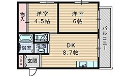 JPアパートメント吹田2 2LDKの間取図画像