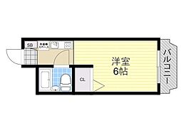エクセレント箕面 4階1Kの間取り