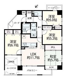 グランパレ神戸ハーバーウエスト 4LDKの間取図画像