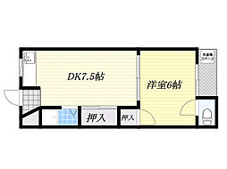 小野マンション 1DKの間取図画像