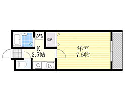 アーバンコートH.R.T. 1Kの間取図画像
