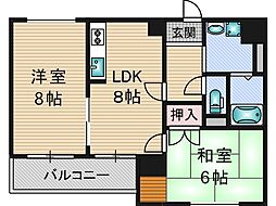 ライオンズマンション新大阪第3 2DKの間取図画像